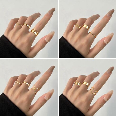 YADOCA 12/17PCS Knuckle Rings For Women Silver Gold Tone Stainless Steel Midi Rings Set Simple Stackable Finger Rings Adjustable Open Stacking Plain Band Rings in Kuwait