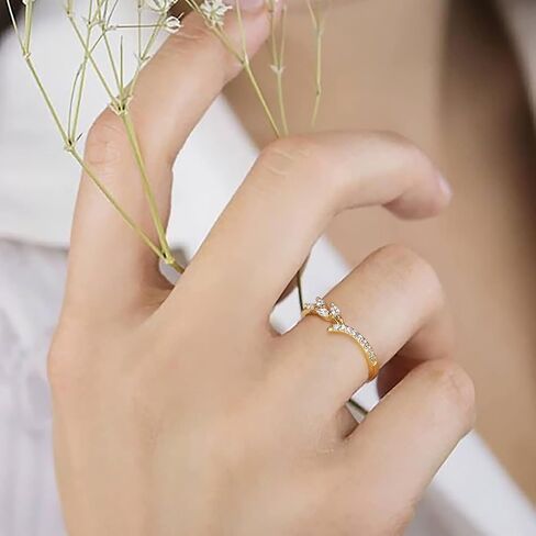 GLOQUAT 18K الذهب المفتوح خواتم الفرقة الأبدية للنساء الفتيات تشيكوسلوفاكيا أحجار الذهب رقيقة كاملة حلقات قابلة للتكديس محاكاة الماس الخلود لطيف نصف تمهيد خواتم الذكرى السنوية داينتي بيان الخلود 5/6/7/8/9/10 in Kuwait
