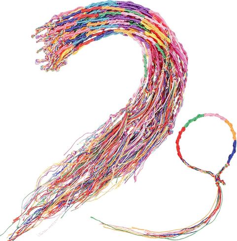 Hotop 30 قطعة اليدوية مضفر سلسلة أساور الملونة الصداقة الحبال موضوع سوار للمعصم الكاحل النساء الفتيات الاطفال الرجال هدية in Saudi Arabia