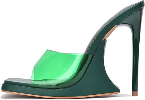 Cape Robbin Magana Sexy Stiletto Peep Toe High Heels for Women, Women's Square Open Toe Heeled Mules in Kuwait