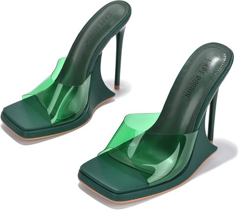 Cape Robbin Magana Sexy Stiletto Peep Toe High Heels for Women, Women's Square Open Toe Heeled Mules in Kuwait