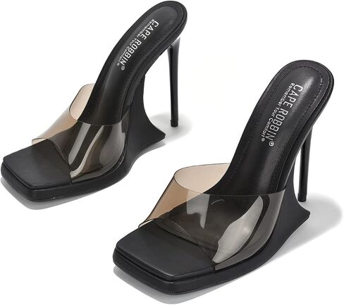 Cape Robbin Magana Sexy Stiletto Peep Toe High Heels for Women, Women's Square Open Toe Heeled Mules in Kuwait