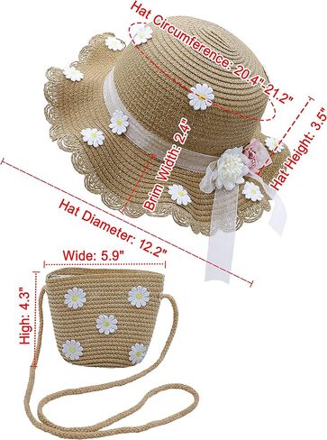 قبعة Bienvenu للفتيات من القش قبعات الشاطئ الصيفية مع مجموعة جيب in Kuwait