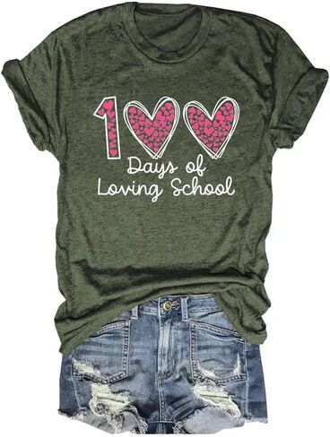 Teacher Shirts for Women Last/First Day of School 100 Days of Loving School Inspirational Graphic Tees Tops in Saudi Arabia