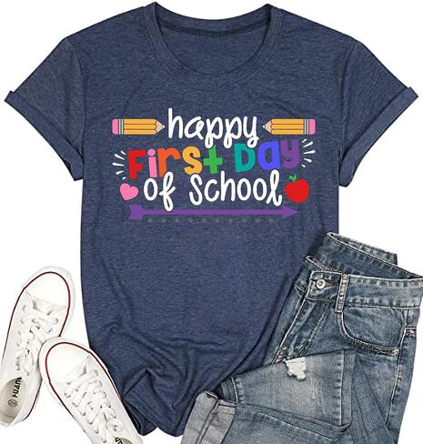 Teacher Shirts for Women Last/First Day of School 100 Days of Loving School Inspirational Graphic Tees Tops in Saudi Arabia