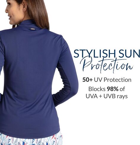 Cabana Life Long Sleeve Sport Top, Breathable, UPF 50+,Quarter Zip, Nylon/Spandex in Kuwait
