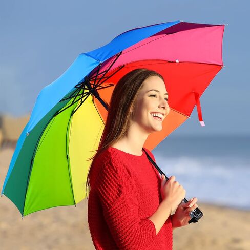 سيلك فلاي 6 قطع مظلة قوس قزح قابلة للطي مظلة محمولة ثلاثية مطوية 39.4 بوصة 10 حافة مضلعة مقاومة للرياح مظلة قماش مضغوطة محمولة لطيفة للسفر لأشعة الشمس المطر in Saudi Arabia