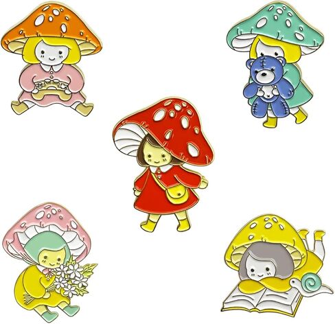 الفطر المينا دبابيس مجموعة مضحك لطيف الفطر الكرتون التلبيب دبابيس لحقائب الظهر السترات القبعات أكياس رواية شارة بدبابيس الهدايا والمجوهرات in Kuwait