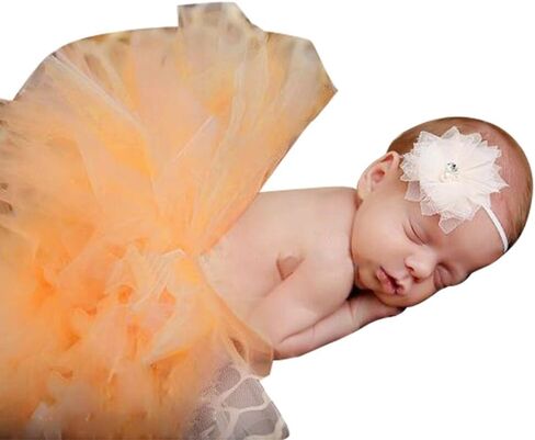 Newborn Photography Props Outfits, Cute Flower Headband Headdress and Skirt Set for 0-12 Months Infant Baby Boys and Girls in Kuwait