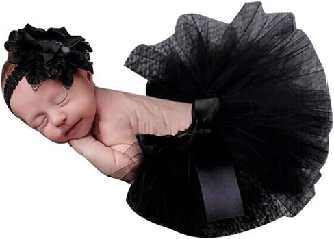 Newborn Photography Props Outfits, Cute Flower Headband Headdress and Skirt Set for 0-12 Months Infant Baby Boys and Girls in Kuwait