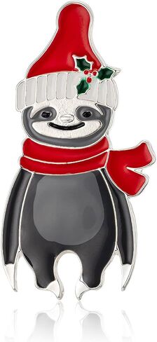 Christmas Sloth Brooch for Girls, Christmas Animal Brooch, Cute Sloth with Red Christmas Hat, Christmas Gift for Women Girls in Kuwait