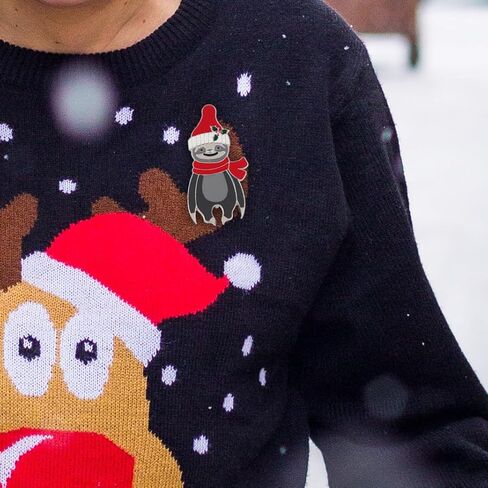 Christmas Sloth Brooch for Girls, Christmas Animal Brooch, Cute Sloth with Red Christmas Hat, Christmas Gift for Women Girls in Kuwait