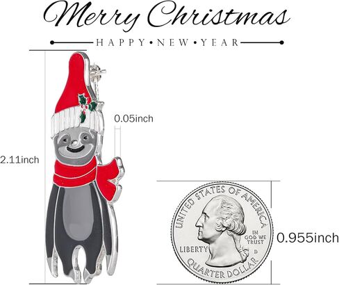 Christmas Sloth Brooch for Girls, Christmas Animal Brooch, Cute Sloth with Red Christmas Hat, Christmas Gift for Women Girls in Kuwait