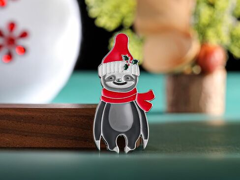 Christmas Sloth Brooch for Girls, Christmas Animal Brooch, Cute Sloth with Red Christmas Hat, Christmas Gift for Women Girls in Kuwait