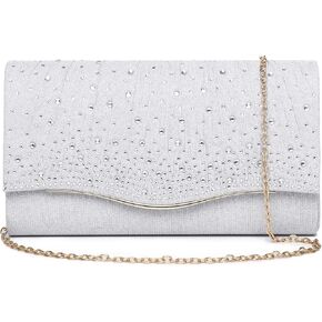 Gurina Women's Evening Handbag Rhinestone Clutch Purse Glitter Sequins Shoulder Crossbody Handbag for Women Wedding Party