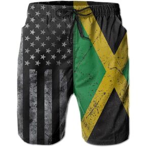شوويك ريترو أمريكان جامايكا العلم الرجالي الصيفي لركوب الأمواج والسباحة على الشاطئ شورت قصير سريع الجفاف in Kuwait