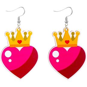 Love Heart Shaped Wooden Drop Dangle Earrings for Women Girls Valentines Day Boho Geometric Colorful Wooden Earrings Valentine’s Day Jewelry in Saudi Arabia