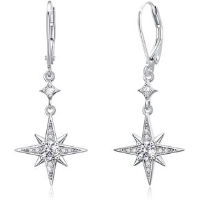Star Earrings for Women 925 Sterling Silver Star Dangling Drop Earrings with Moonstone/Zircon Jewelry Gifts for Women in Kuwait
