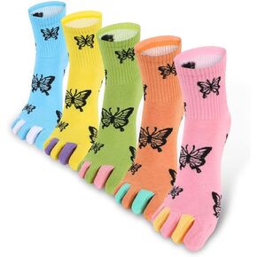 Benefeet Sox Toe Socks Women Men Cute Cat Five Finger Socks for Girls Colorful Cotton Ankle Athletic Running Socks with Toes