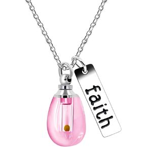 Uloveido Charms Crystal Waterdrop Pendant Necklace with Stainless Steel Faith Bar Mustard Seed in Drop-Shaped Openable Bottle Y800 in Kuwait