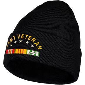 DianYu مطرزة الجيش الأمريكي قبعة المحاربين القدامى قبعة متماسكة قبعة الشتاء قبعة الشتاء الناعمة قبعة متماسكة قبعة سوداء in Kuwait