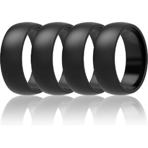 ThunderFit Mens Silicone Rings Wedding Bands - 7 Rings / 4 Rings / 1 Ring - Classic & Striped Style - 8.7 mm Wide - 2.5mm Thick in Kuwait