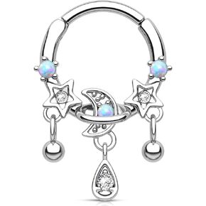 Melighting 16G الحاجز الدائري أوبال الحاجز مجوهرات الفولاذ المقاوم للصدأ 316L استرخى ستار Daith ثقب المجوهرات واضح تشيكوسلوفاكيا الغضروف القرط للنساء in Saudi Arabia