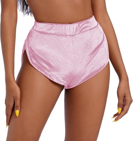 Women's Velvet Booty Yoga Shorts Sexy High Waist Pole Dance Hot Pants Gym Workout Active Slim Fit Rave Shorts Bottoms in Saudi Arabia