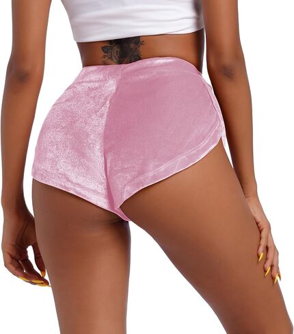 Women's Velvet Booty Yoga Shorts Sexy High Waist Pole Dance Hot Pants Gym Workout Active Slim Fit Rave Shorts Bottoms in Saudi Arabia