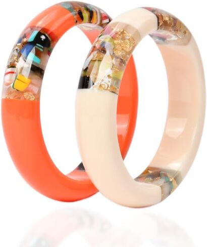 مجموعة أساور من الراتنج المكتنزة من GuanLong للنساء - أساور متعددة الأقسام من الحصى الملونة مع عملك في الحياة والسفر - وهدايا دائرة الصداقة (أسود-أحمر) in Kuwait