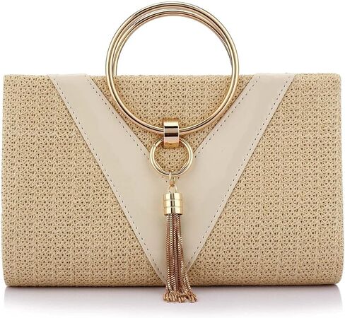 Magnitt Women Straw Bag Evening Clutch Purse Elegant Handbags Formal Party Clutches Purses for Wedding/Prom/Cocktail in Saudi Arabia