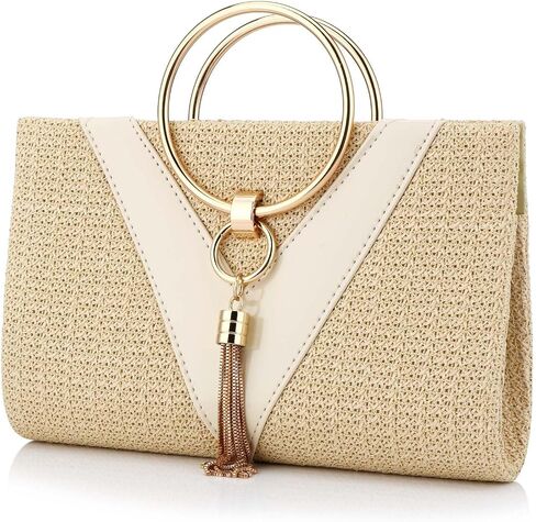 Magnitt Women Straw Bag Evening Clutch Purse Elegant Handbags Formal Party Clutches Purses for Wedding/Prom/Cocktail in Saudi Arabia