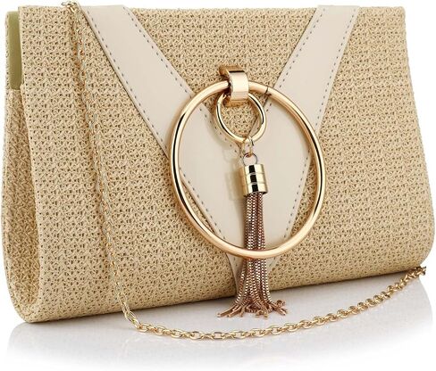 Magnitt Women Straw Bag Evening Clutch Purse Elegant Handbags Formal Party Clutches Purses for Wedding/Prom/Cocktail in Saudi Arabia