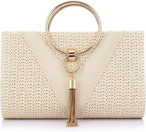 Magnitt Women Straw Bag Evening Clutch Purse Elegant Handbags Formal Party Clutches Purses for Wedding/Prom/Cocktail in Saudi Arabia