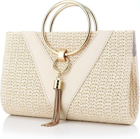 Magnitt Women Straw Bag Evening Clutch Purse Elegant Handbags Formal Party Clutches Purses for Wedding/Prom/Cocktail in Saudi Arabia