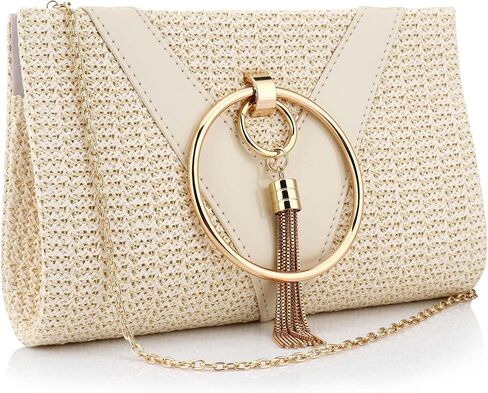 Magnitt Women Straw Bag Evening Clutch Purse Elegant Handbags Formal Party Clutches Purses for Wedding/Prom/Cocktail in Saudi Arabia