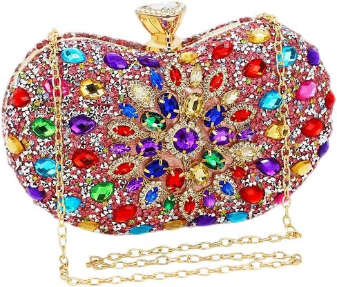 Chaliwini Black Clutch Purse For Women Evening Sparkly Bag Party Rhinestone Floral Handbags Bride Wallet in Saudi Arabia