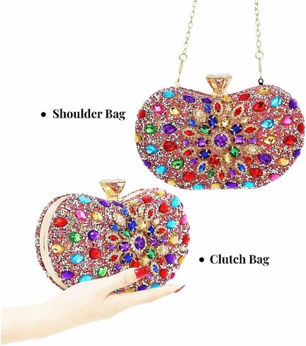 Chaliwini Black Clutch Purse For Women Evening Sparkly Bag Party Rhinestone Floral Handbags Bride Wallet in Saudi Arabia
