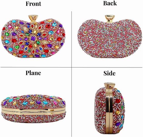 Chaliwini Black Clutch Purse For Women Evening Sparkly Bag Party Rhinestone Floral Handbags Bride Wallet in Saudi Arabia