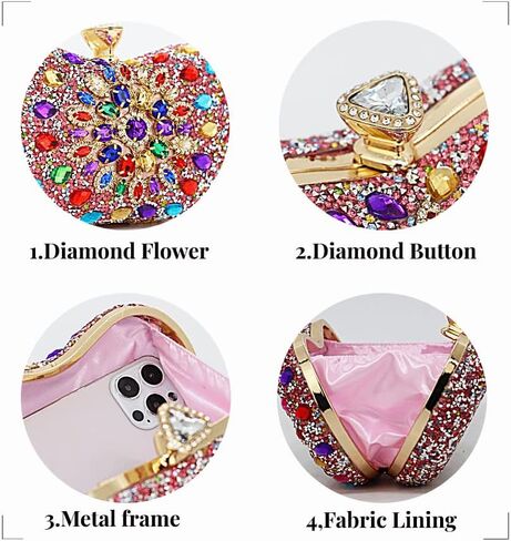 Chaliwini Black Clutch Purse For Women Evening Sparkly Bag Party Rhinestone Floral Handbags Bride Wallet in Saudi Arabia