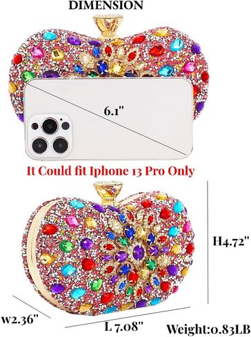 Chaliwini Black Clutch Purse For Women Evening Sparkly Bag Party Rhinestone Floral Handbags Bride Wallet in Saudi Arabia