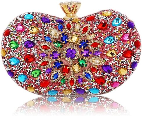 Chaliwini Black Clutch Purse For Women Evening Sparkly Bag Party Rhinestone Floral Handbags Bride Wallet in Saudi Arabia