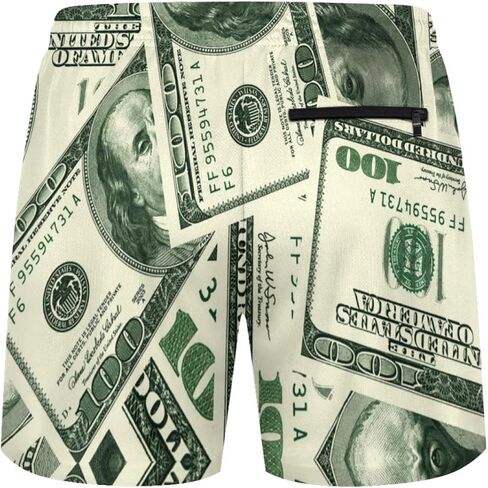شورت الشاطئ الصيفي للرجال من BUGKHD American Dollar Money Graphic، سروال رياضي in Kuwait