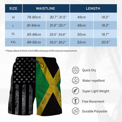 شوويك ريترو أمريكان جامايكا العلم الرجالي الصيفي لركوب الأمواج والسباحة على الشاطئ شورت قصير سريع الجفاف in Kuwait