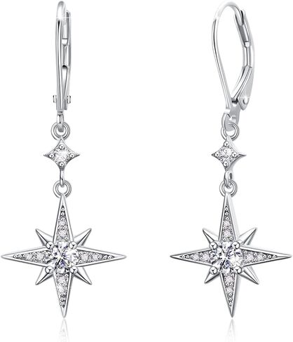 Star Earrings for Women 925 Sterling Silver Star Dangling Drop Earrings with Moonstone/Zircon Jewelry Gifts for Women in Kuwait