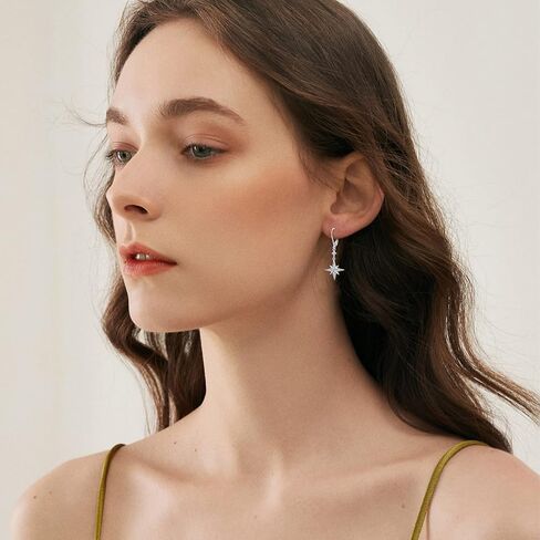 Star Earrings for Women 925 Sterling Silver Star Dangling Drop Earrings with Moonstone/Zircon Jewelry Gifts for Women in Kuwait