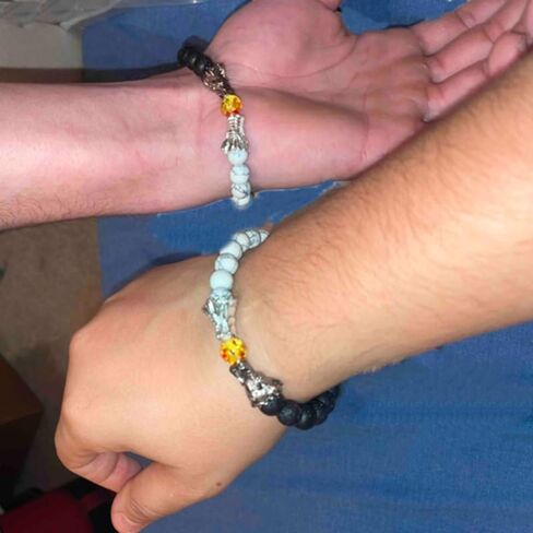 سوار التنين قابل للتعديل - 2024 سنة جديدة من سوار التنين، الصخور البركانية الطبيعية الأسود والأبيض التنين سوار الحجر مطرز، فنغ شوي حسن الحظ سحر التنين سوار للرجال والنساء، مزدوج in Kuwait