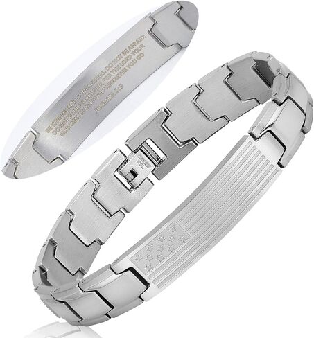 Wolentty American Flag Bracelet Engraved Inspirational Bible Verse Link Bracelet Gift for Men in Kuwait