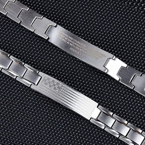 Wolentty American Flag Bracelet Engraved Inspirational Bible Verse Link Bracelet Gift for Men in Kuwait