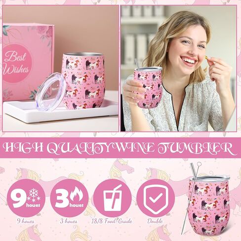 Sliner 9 Pcs Horse Gifts for Women Girls, Horse Spa Tumbler Relaxation Gift Basket Set Horse Throw Blanket Makeup Bag Cute Animal Sock Christmas Birthday Gifts Box for Horse Lovers in Saudi Arabia